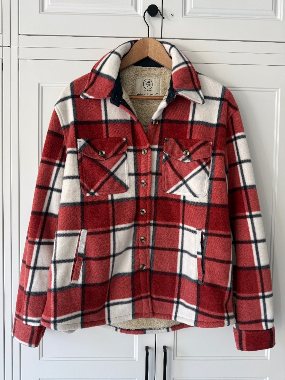 Sage Women's Plush Plaid Shirt Jacket (Shacket) Size M